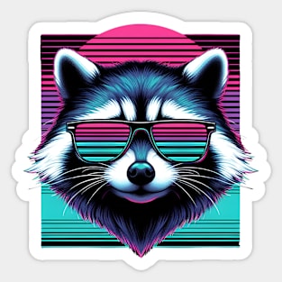 Cool Retro Wave Raccoon Sticker